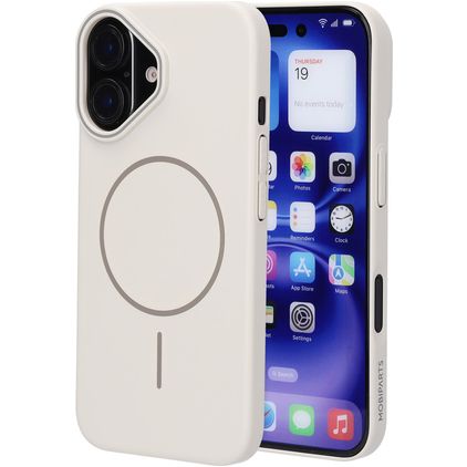 Mobiparts Slim Line iPhone 16 MagSafe Plastique rigide Coque arrière - Off White