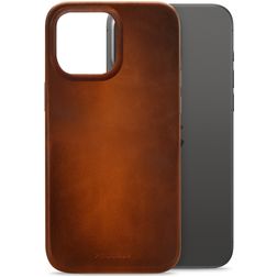 Mobilize Premium Coque iPhone 15 Pro Max MagSafe Coque arrière en Cuir Véritable - Burned Cognac