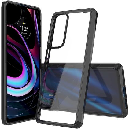 Mobigear Crystal Coque Motorola Edge (2021) Coque arrière Rigide - Transparent / Noir
