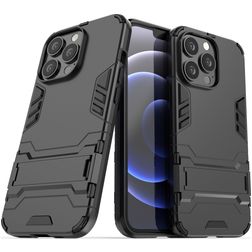 Mobigear Armor Stand Coque iPhone 13 Pro Coque arrière Rigide Anti-Chocs avec Support Amovible - Noir