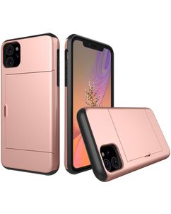 Mobigear Card iPhone 11 Plastique rigide Coque arrière Antichoc avec porte-cartes - Rose doré