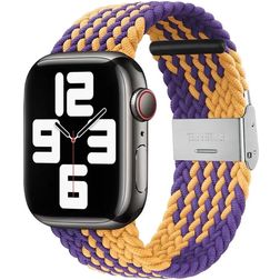 Mobigear Braided Bracelet Nylon pour Apple Watch Fermeture à pince - 49/46/45/44 mm - Orange / Violet