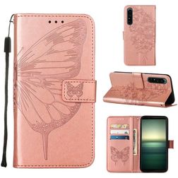 Mobigear Butterfly Housse Sony Xperia 1 IV Etui Porte-Monnaie - Rose doré