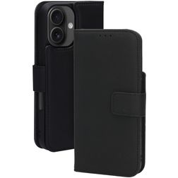 Mobiparts Housse iPhone 16 MagSafe Etui avec Coque Détachable en Cuir Véritable Porte-Monnaie - Noir