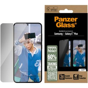 PanzerGlass Ultra-Wide Fit Privacy Samsung Galaxy S25 Plus Verre trempé Protection d'écran Confidentialité - Compatible Coque - Noir