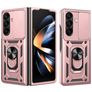 Mobigear Armor Ring Cam Slide Coque Samsung Galaxy Z Fold 8 Ultra Coque arrière Rigide Anti-Chocs avec Anneau-Support et Protecteur Lentilles - Rose doré