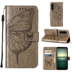Mobigear Butterfly Housse Sony Xperia 1 IV Etui Porte-Monnaie - Gris