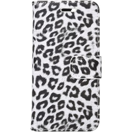 Mobigear Leopard Housse iPhone SE (2022) Etui Porte-Monnaie - Blanc