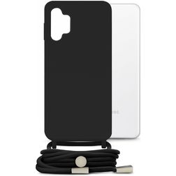 Mobilize Lanyard Gelly Samsung Galaxy A32 5G Coque avec cordon en TPU Souple - Noir