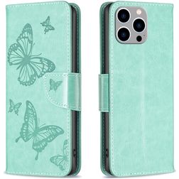 Mobigear Butterfly Housse iPhone 15 Pro Max Etui Porte-Monnaie - Vert