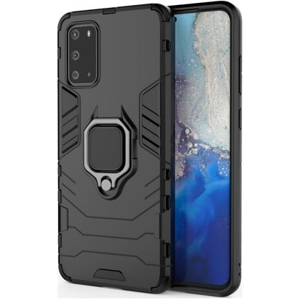 Mobigear Armor Ring Coque Samsung Galaxy S20 Plus Coque arrière Rigide Anti-Chocs avec Anneau-Support - Noir