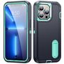 Mobigear Rugged Stand Coque iPhone 14 Pro Coque arrière Rigide Anti-Chocs avec Support Amovible - Dark Blue