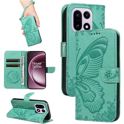 Mobigear Butterfly Housse OnePlus 15 Etui Porte-Monnaie - Vert