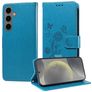Mobigear Flowers Housse Samsung Galaxy S25 Etui Porte-Monnaie - Bleu
