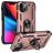 Mobigear Armor Ring Coque iPhone 14 Coque arrière Rigide Anti-Chocs avec Anneau-Support - Rose doré