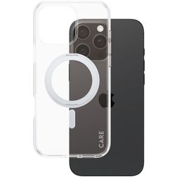CARE by PanzerGlass Kickstand iPhone 16 Pro Max MagSafe Plastique rigide Coque arrière avec béquille - Transparent / Argent