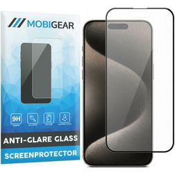 Mobigear Premium iPhone 15 Pro Max Verre trempé Protection d'écran Anti-reflet - Compatible coque - Noir