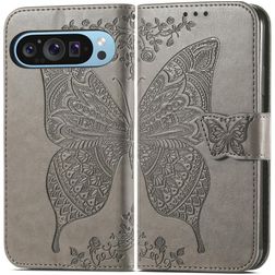 Mobigear Butterfly Housse Google Pixel 10 Pro Etui Porte-Monnaie - Gris
