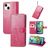 Mobigear Clover Housse iPhone 15 Etui Porte-Monnaie - Magenta