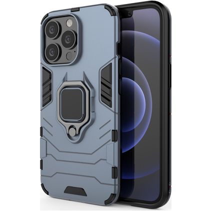 Mobigear Armor Ring Coque iPhone 13 Pro Coque arrière Rigide Anti-Chocs avec Anneau-Support - Bleu