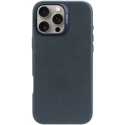 Decoded Coque iPhone 16 Pro Max MagSafe Coque arrière en Cuir Véritable - Bleu Marin