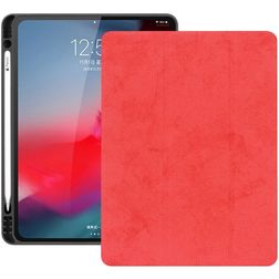 Mobigear Tri-Fold Gel iPad Pro 12,9 pouces (2018) TPU / Similicuir Étui + Porte-stylet - Rouge