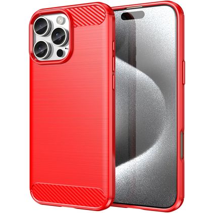 Mobigear Brushed Slim Coque iPhone 16 Pro Max Coque arrière en TPU Souple - Rouge