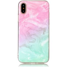 Mobigear Marble Coque iPhone XS Coque arrière en TPU Souple - Rose / Turquoise Mobigear Marble Coque iPhone XS Coque arrière en TPU Souple - Rose / Turquoise
