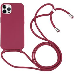 Mobigear Lanyard iPhone 16 Pro Max Coque avec cordon en Silicone - Rouge
