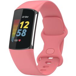 Mobigear Sport Dual Bracelet Silicone pour Fitbit Charge 5 Fermeture à clou et passant - Magenta