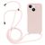 Mobigear Lanyard iPhone 15 Coque avec cordon en Silicone - Sand Pink