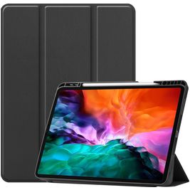 Mobigear Tri-Fold Gel Coque iPad Pro 12.9 Pouces (2021) Etui en TPU,Similicuir + Porte-crayon - Noir