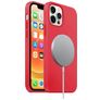 Mobigear Rubber Touch Coque iPhone 12 MagSafe Coque arrière en Silicone - Rouge