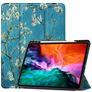 Mobigear Tri-Fold Gel Coque iPad Pro 12.9 Pouces (2021) Etui en TPU,Similicuir + Porte-crayon - Fleurs d'amande