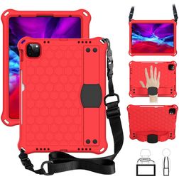 Mobigear HexStrap Coque iPad Pro 11 Pouces (2025) Coque arrière en EVA + Bandoulière - Rouge