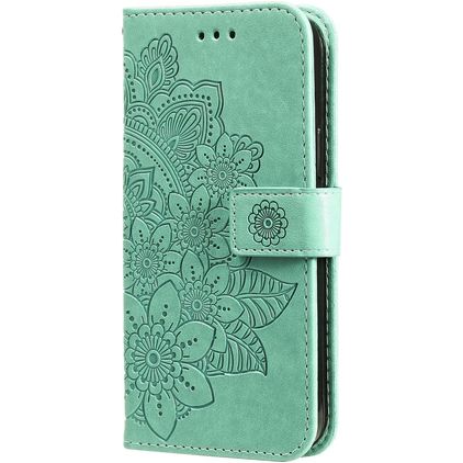 Mobigear Flowers Housse POCO F4 Etui Porte-Monnaie - Vert
