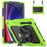 Mobigear SureGrip Xtreme Coque Samsung Galaxy Tab S9 FE Plus Coque arrière en Plastique rigide,Silicone + Porte-crayon + Bandoulière + Support Amovible - Vert