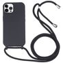 Mobigear Lanyard iPhone 16 Pro Coque avec cordon en Silicone - Noir