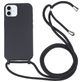 Mobigear Lanyard iPhone 16 Coque avec cordon en Silicone - Noir