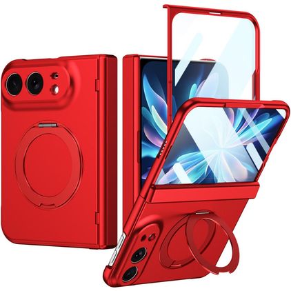 Mobigear Rotation Ring iPhone Duo MagSafe Plastique rigide Coque arrière avec bague de maintien - Rouge