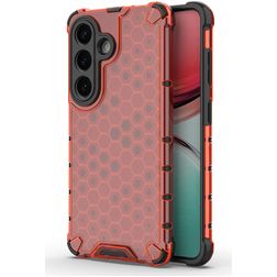 Mobigear Honeycomb Coque Samsung Galaxy S26 Coque arrière Rigide Anti-Chocs - Rouge