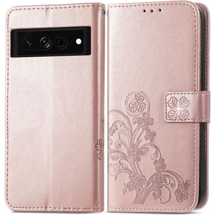 Mobigear Clover Housse Google Pixel 7 Etui Porte-Monnaie - Rose doré