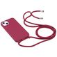 Mobigear Lanyard iPhone 16 Coque avec cordon en Silicone - Rouge