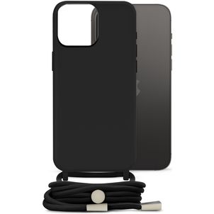 Mobilize Lanyard Gelly iPhone 14 Pro Max Coque avec cordon en TPU Souple - Noir
