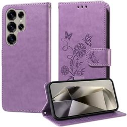 Mobigear Flowers Housse Samsung Galaxy S25 Ultra Etui Porte-Monnaie - Violet