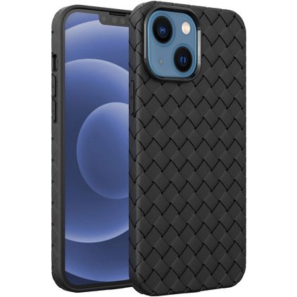 Mobigear Woven Coque iPhone 14 Plus Coque arrière en TPU Souple - Noir