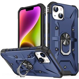 Mobigear Armor Ring Coque iPhone 14 Coque arrière Rigide Anti-Chocs avec Anneau-Support - Bleu Mobigear Armor Ring Coque iPhone 14 Coque arrière Rigide Anti-Chocs avec Anneau-Support - Bleu