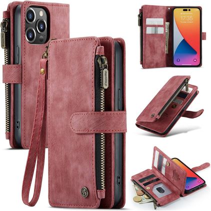 Caseme C30 Housse iPhone 14 Pro Etui Porte-Monnaie - Rouge