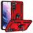 Mobigear Armor Ring Coque Samsung Galaxy S22 Coque arrière Rigide Anti-Chocs avec Anneau-Support - Rouge