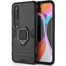 Mobigear Armor Ring Coque Xiaomi Mi 10 Coque arrière Rigide Anti-Chocs avec Anneau-Support - Noir